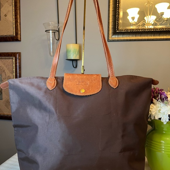 LONGCHAMP Le Pliage Brown Large Nylon Foldable / Packable Tote Bag - Picture 2 of 11